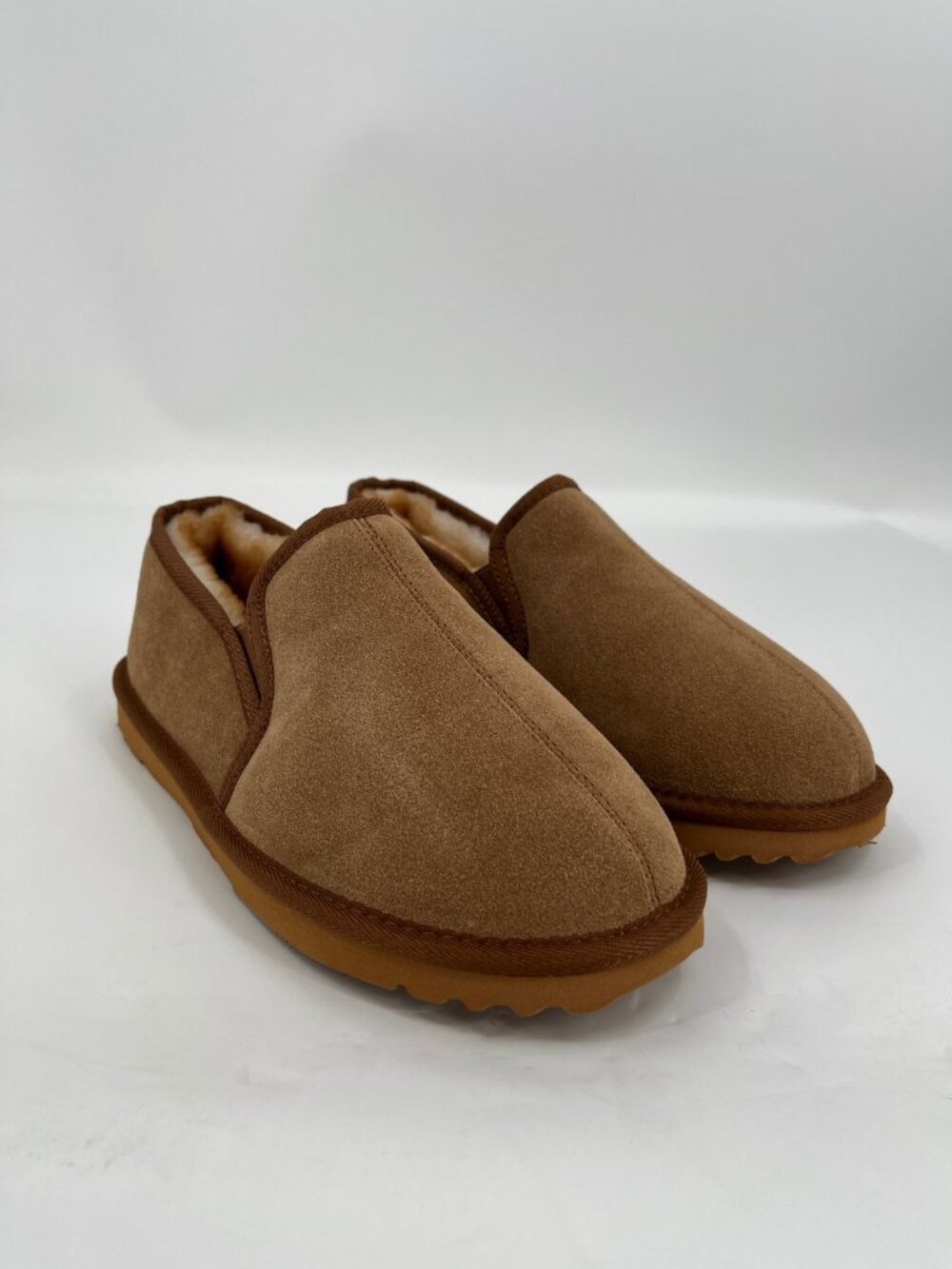 Vermont Country Store Slipper Tan Size 12M Leather Shearling Lined Slip On